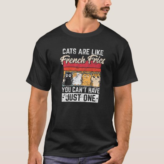猫はフライドポテトみたい ねこ 黒猫 子猫 Tシャツ (正面)