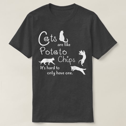 猫はポテトチップスおもしろい猫 Tシャツ (デザイン正面)