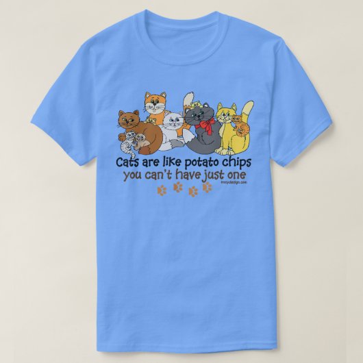 猫はポテトチップスのようおもしろい Tシャツ (デザイン正面)