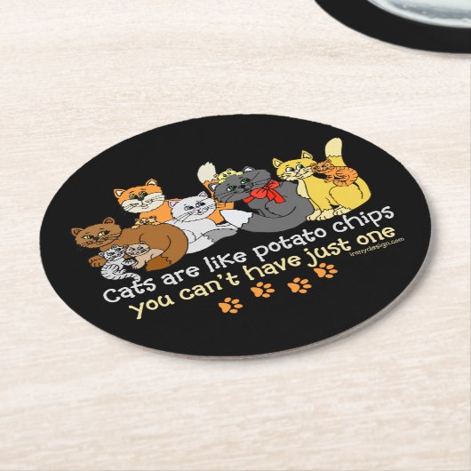 猫はポテトチップスのようだ ラウンドペーパーコースター (アングル)