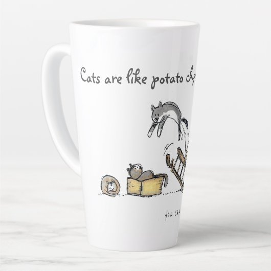 猫はポテトチップスパーソナライズされたのおもしろいよう カフェラテマグ (左アングル)