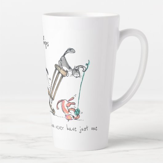 猫はポテトチップスパーソナライズされたのおもしろいよう カフェラテマグ (右)