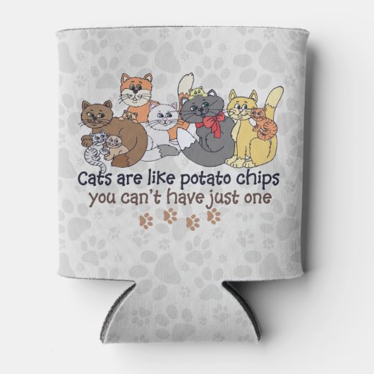 猫はポテトチップス・グレイ 缶クーラー (正面)