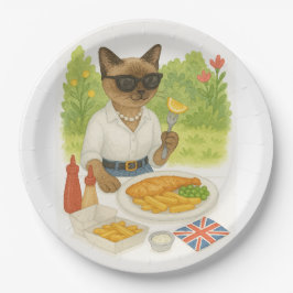 猫はロンドン食べイギリスの魚粉 ペーパープレート