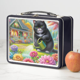 猫は与え花の水 メタルランチボックス