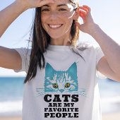 猫は人間お気に入りのの青モダンい不機嫌 Tシャツ