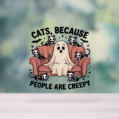 猫は人間が不気味なおもしろい幽霊 アクリルサイン (ニュートラル)