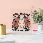 猫は人間が不気味なおもしろい幽霊 アクリルサイン (ウェディング)