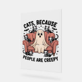 猫は人間が不気味なおもしろい幽霊 アクリルサイン (傾斜)