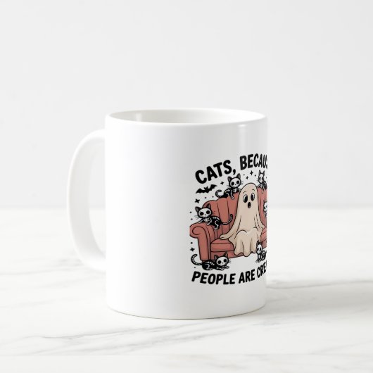 猫は人間が不気味なおもしろい幽霊 コーヒーマグカップ (正面左)