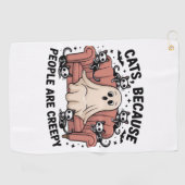 猫は人間が不気味なおもしろい幽霊 ゴルフタオル (横)