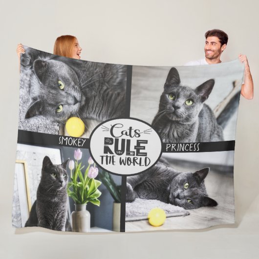猫は写真と名前で支配する フリースブランケット (インサイチュ)