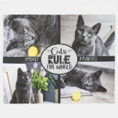 猫は写真と名前で支配する フリースブランケット (正面(横))