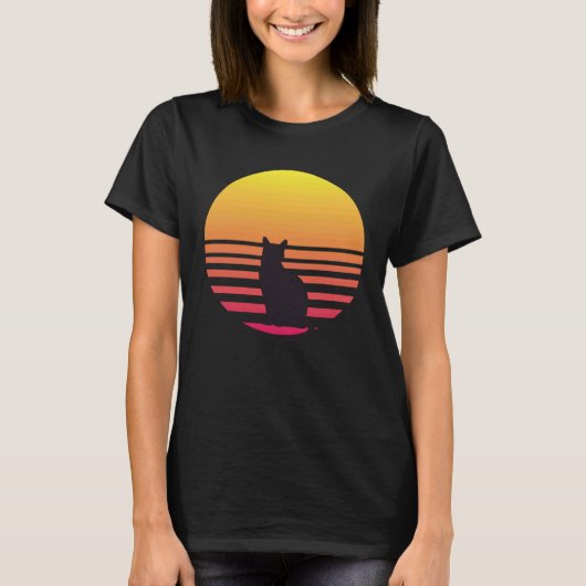 猫は夕日が大好き Tシャツ (正面)