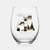 猫は多く足が青おもしろいい ステムなしワイングラス (正面)