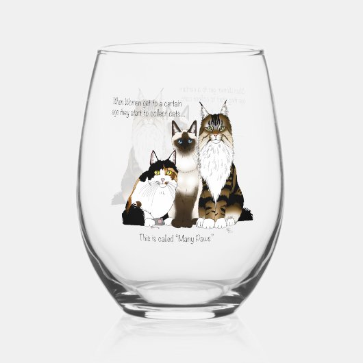 猫は多く足が青おもしろいい ステムなしワイングラス (裏面)