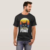 猫は大丈夫 日没の猫 Tシャツ (正面フル)