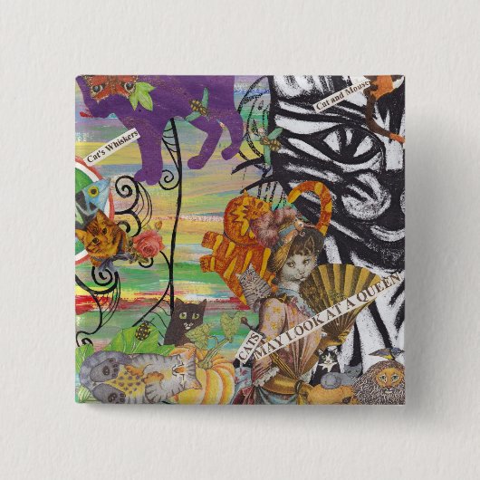 猫は女王ボタンを見るかもしれません 缶バッジ (正面)