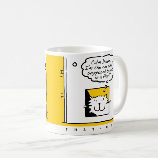 猫は少し羽ばたいている!おもしろい猫好き コーヒーマグカップ (正面右)