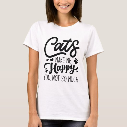 猫は幸せにそんなに嬉しくない Tシャツ (正面)