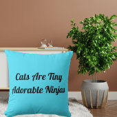 猫は忍者のオーダーメイドのブルーが可愛らしい クッション