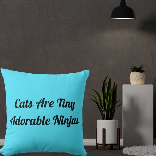 猫は忍者のオーダーメイドのブルーが可愛らしい クッション