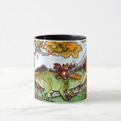 猫は恐竜に乗ります マグカップ (中央)