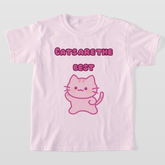 猫は最高にかわいいピンクの猫のかわいいTシャツ｜ Tシャツ (レイダウン)
