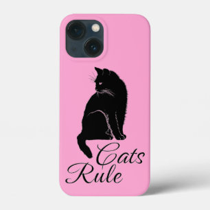 「猫は最高」テキスト付きの美しい黒の座り猫 iPhone 13 MINIケース