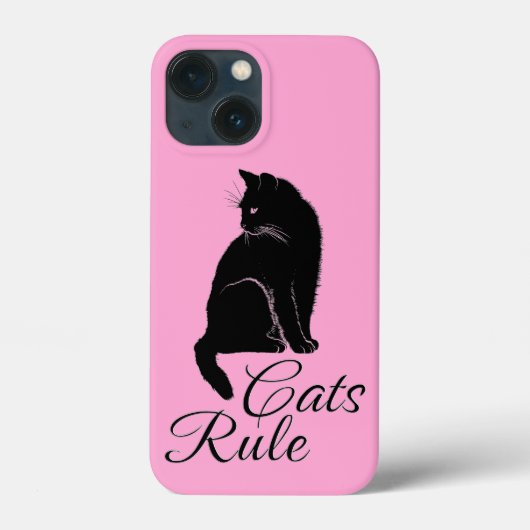 「猫は最高」テキスト付きの美しい黒の座り猫 Case-Mate iPhoneケース (裏面)