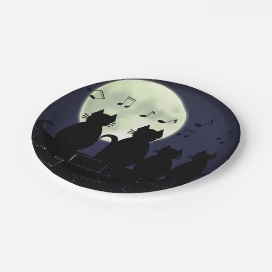 猫は月明かりの中で待ち構えている。 ペーパープレート (アングル)