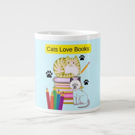 猫は本が好き ジャンボコーヒーマグカップ (正面)