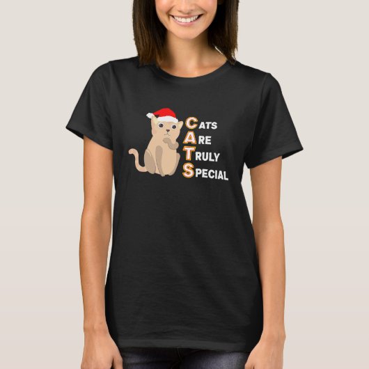 猫は本当に特別なクリスマスの猫のXmasの言葉 Tシャツ (正面)