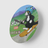 猫は柱時計を夢を見ることができます ラウンド壁時計 (傾斜)