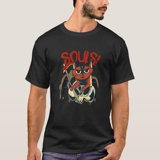 猫は死神の衣を被る Tシャツ (正面)