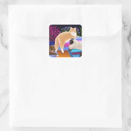 猫は洗濯が好き スクエアシール (バッグ)