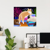 猫は洗濯のポスターが大好き ポスター (ホームオフィス)