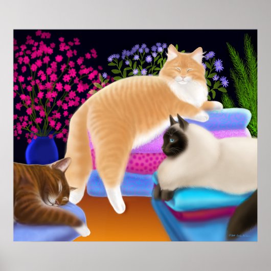 猫は洗濯のポスターが大好き ポスター (正面)