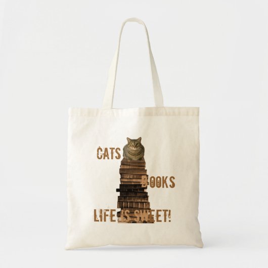 猫は生き物が甘い – 茶色 トートバッグ (正面)