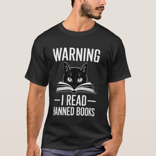猫は発禁本を読む Tシャツ (正面)