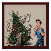 猫は登山で木を倒そうとしている ポスター (正面)