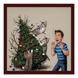 猫は登山で木を倒そうとしている ポスター