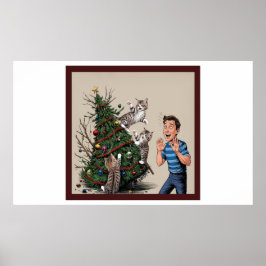 猫は登山で木を倒そうとしている ポスター