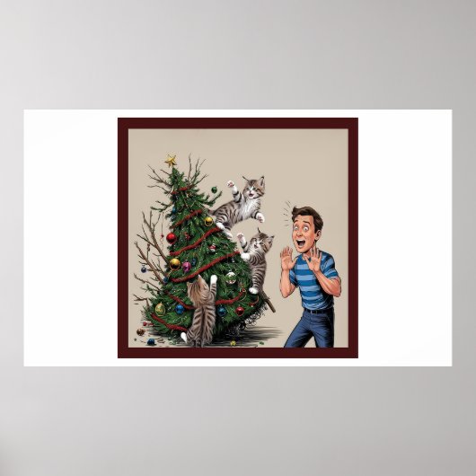 猫は登山で木を倒そうとしている ポスター (正面)