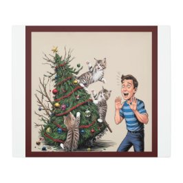 猫は登山で木を倒そうとしている メタルプリント