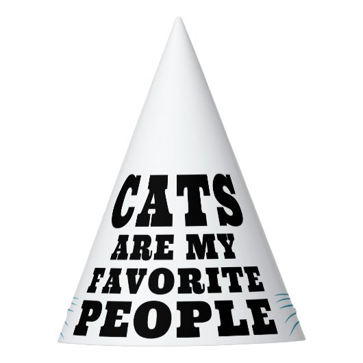 猫は私のお気に入りの引用文おもしろいターコイズステンシル パーティーハット (正面)