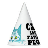 猫は私のお気に入りの引用文おもしろいターコイズステンシル パーティーハット (左)