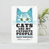 猫は私のお気に入りの猫 |おもしろいモダンパーティー誕生日 シーズンカード (スタンド正面)