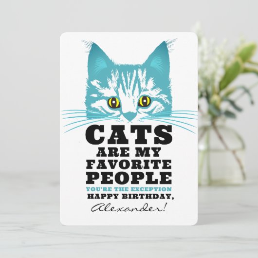 猫は私のお気に入りの猫 |おもしろいモダンパーティー誕生日 シーズンカード (スタンド正面)