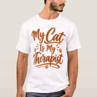 猫は私のセラピスト 面白い猫Tシャツ Tシャツ